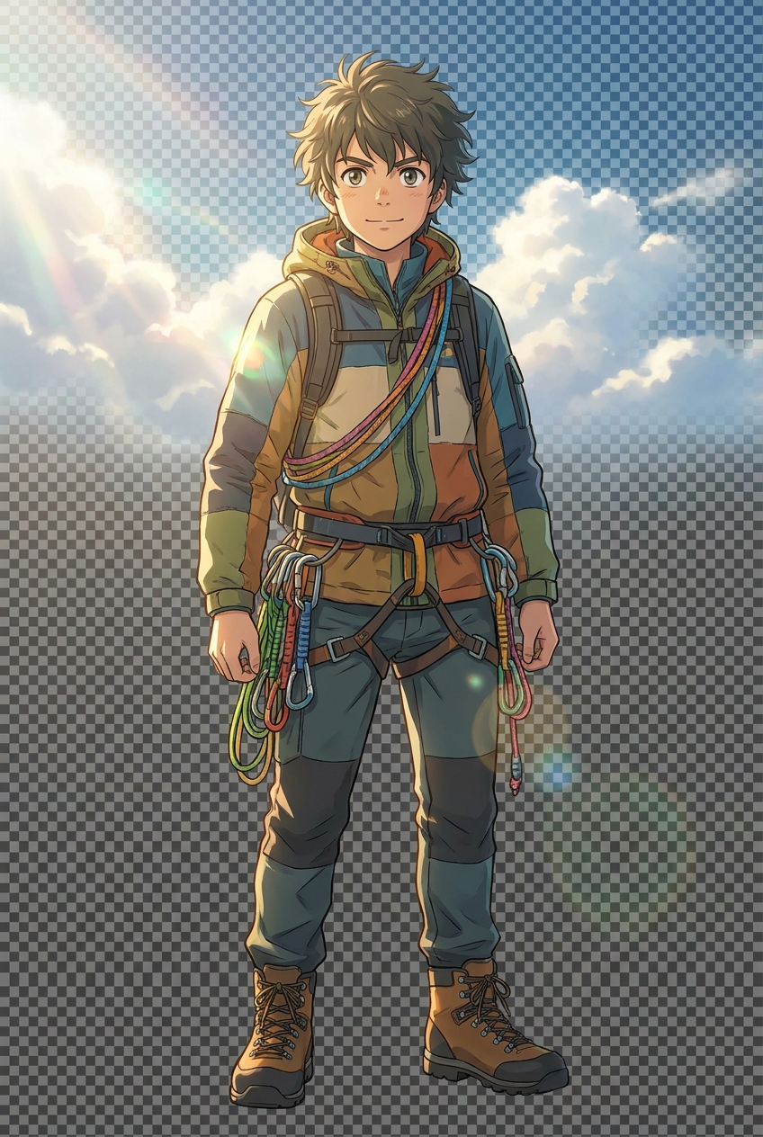 Anime-style mountain climber